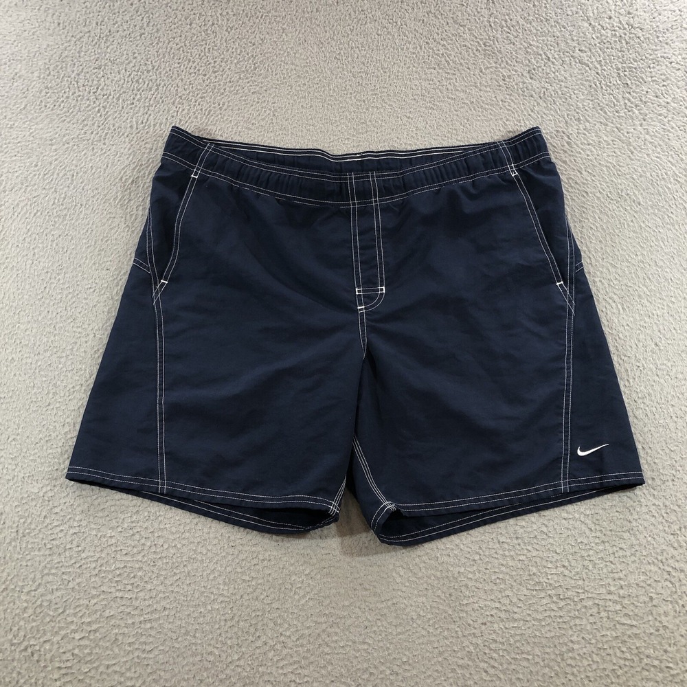 Vtg Nike Nylon Shorts Men's 40 Waist Blue Lined